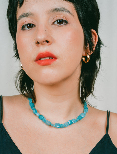 Collier Perles de Jade Angélite Réglable - Talisman de Paix et Sérénité