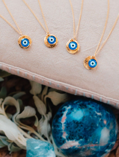 Gold Greek Eye Necklace