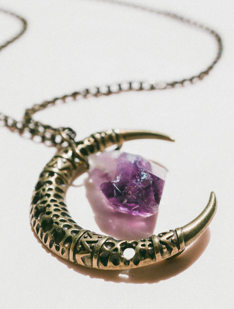 Amethyst in the Moon Necklace
