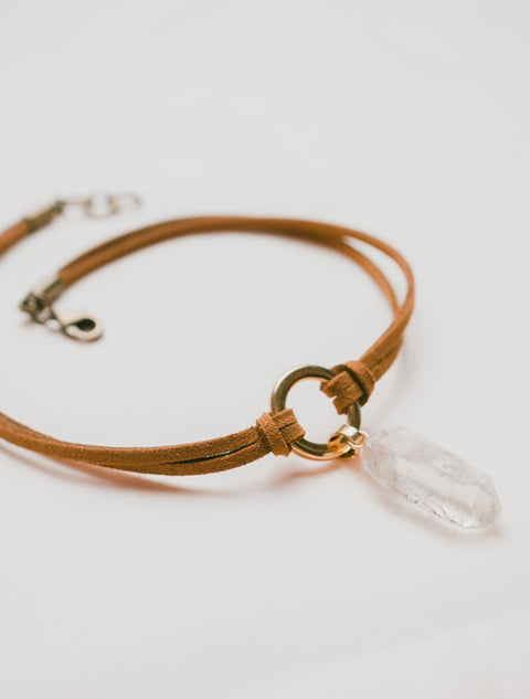 ZOÉ Choker • Brown with Raw Crystal