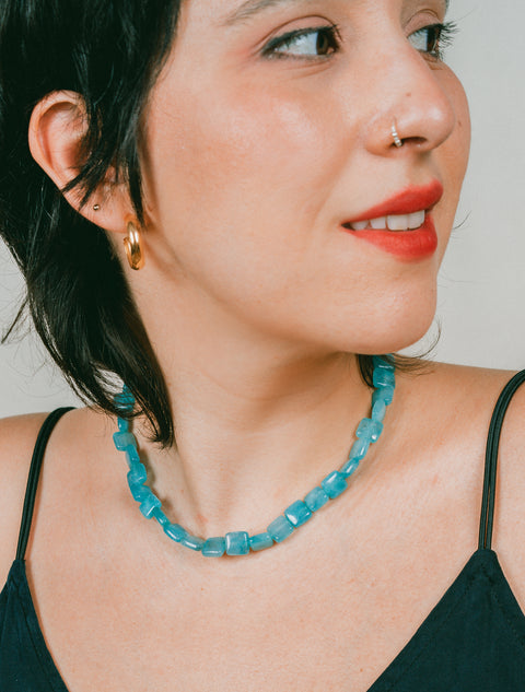 Collier Perles de Jade Angélite Réglable - Talisman de Paix et Sérénité