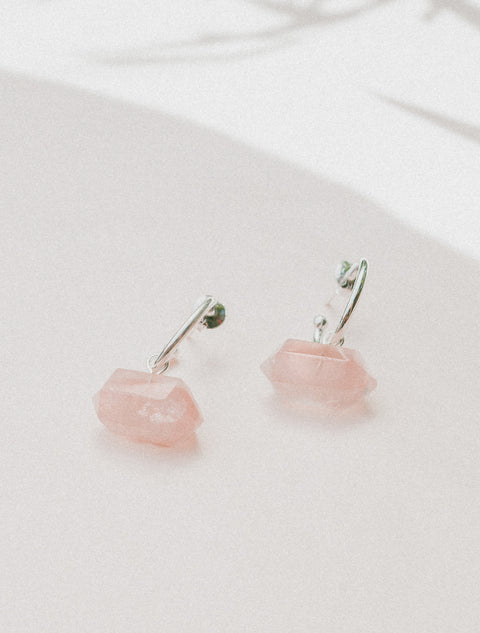 boucles d'oreilles quartz rose argent bijoux laboboá