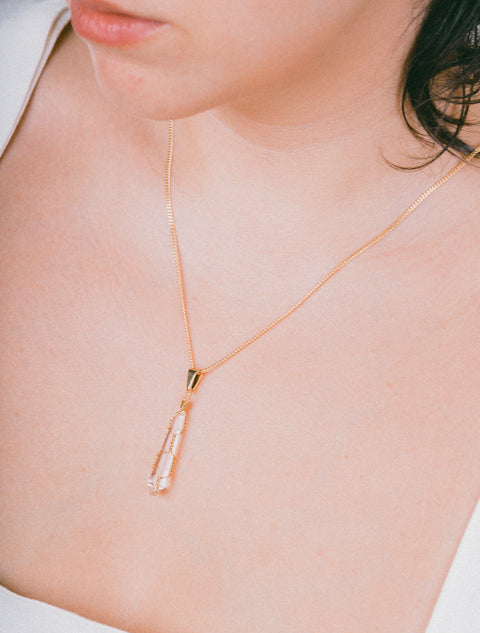 Thin LACE Necklace • Clear Quartz
