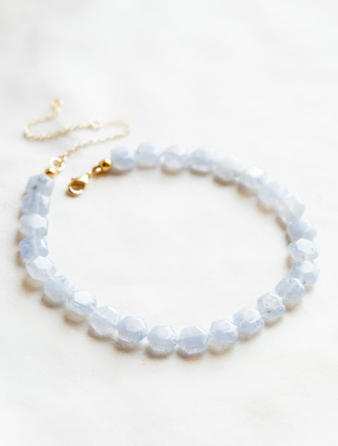 Collier Aimée • Perles Quartz Bleu