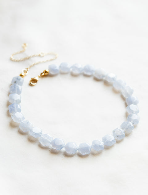Aimée Necklace • Blue Quartz Beads