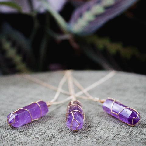 Wire Wrapped Amethyst Necklace