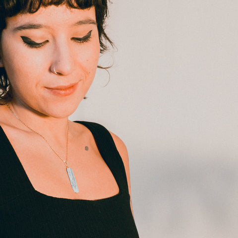 collier cyanite bleue argent