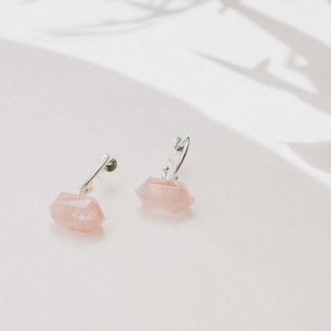 boucles d'oreilles quartz rose