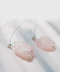 collier raw quartz rose argent